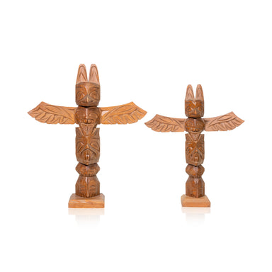 Pair of Cowichan/Coast Salish Totems, Native, Carving, Totem Pole