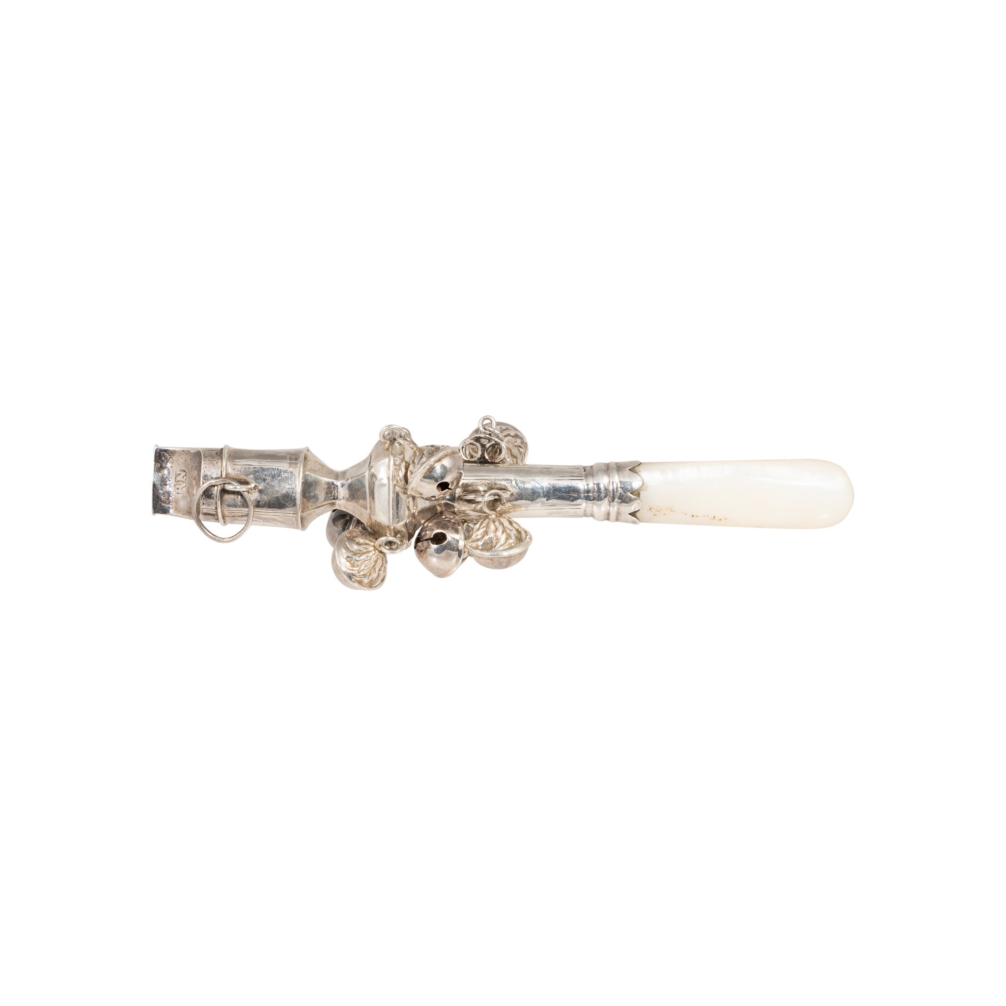 Sterling Silver and Mother of Pearl Baby Rattle