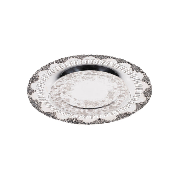 Silver Tray with Grape and Vine Motif, Furnishings, Dining, Serveware