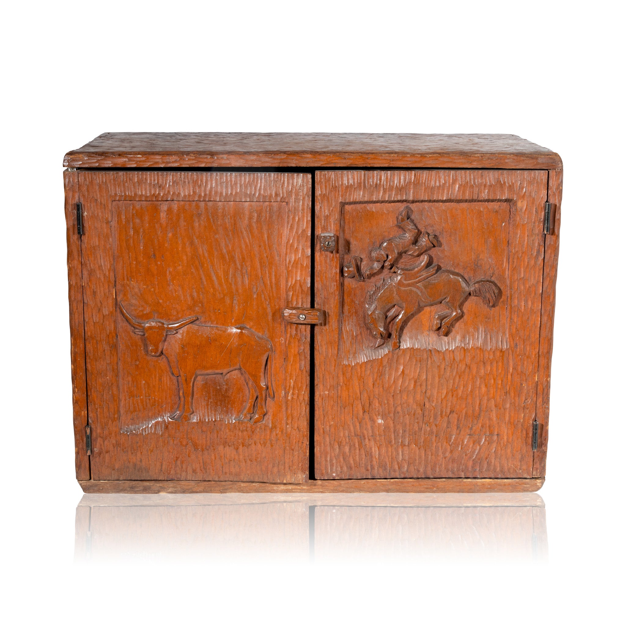 Cowboy Folk Art Cabinet, Furnishings, Furniture, Cabinet