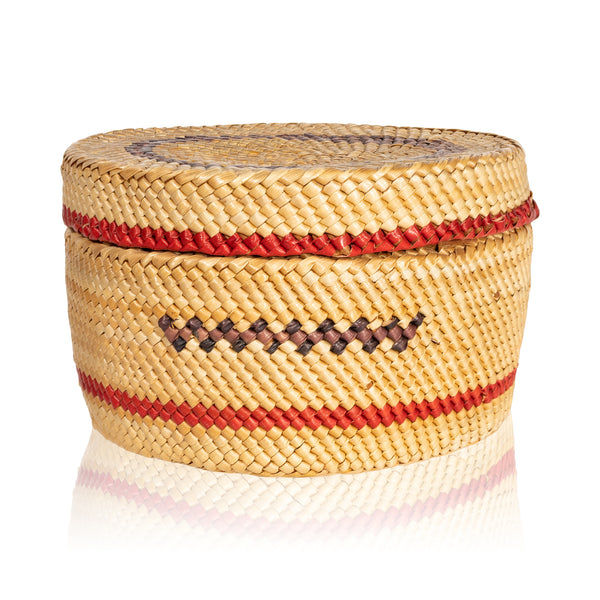 Makah Lidded Basket, Native, Basketry, Vertical