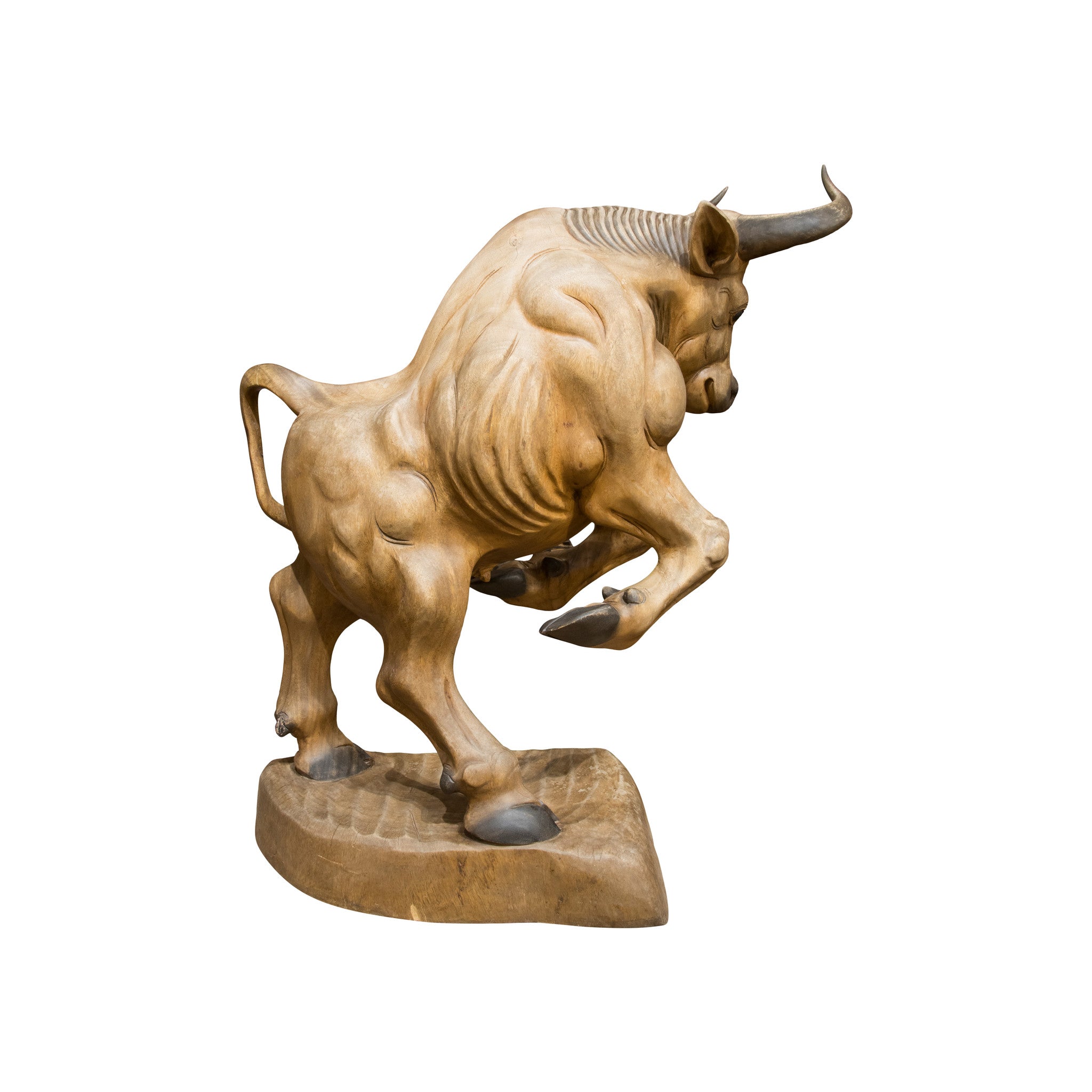 Carved Rearing Bull