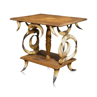 Vintage Oak and Horn Table, Furnishings, Furniture, Table