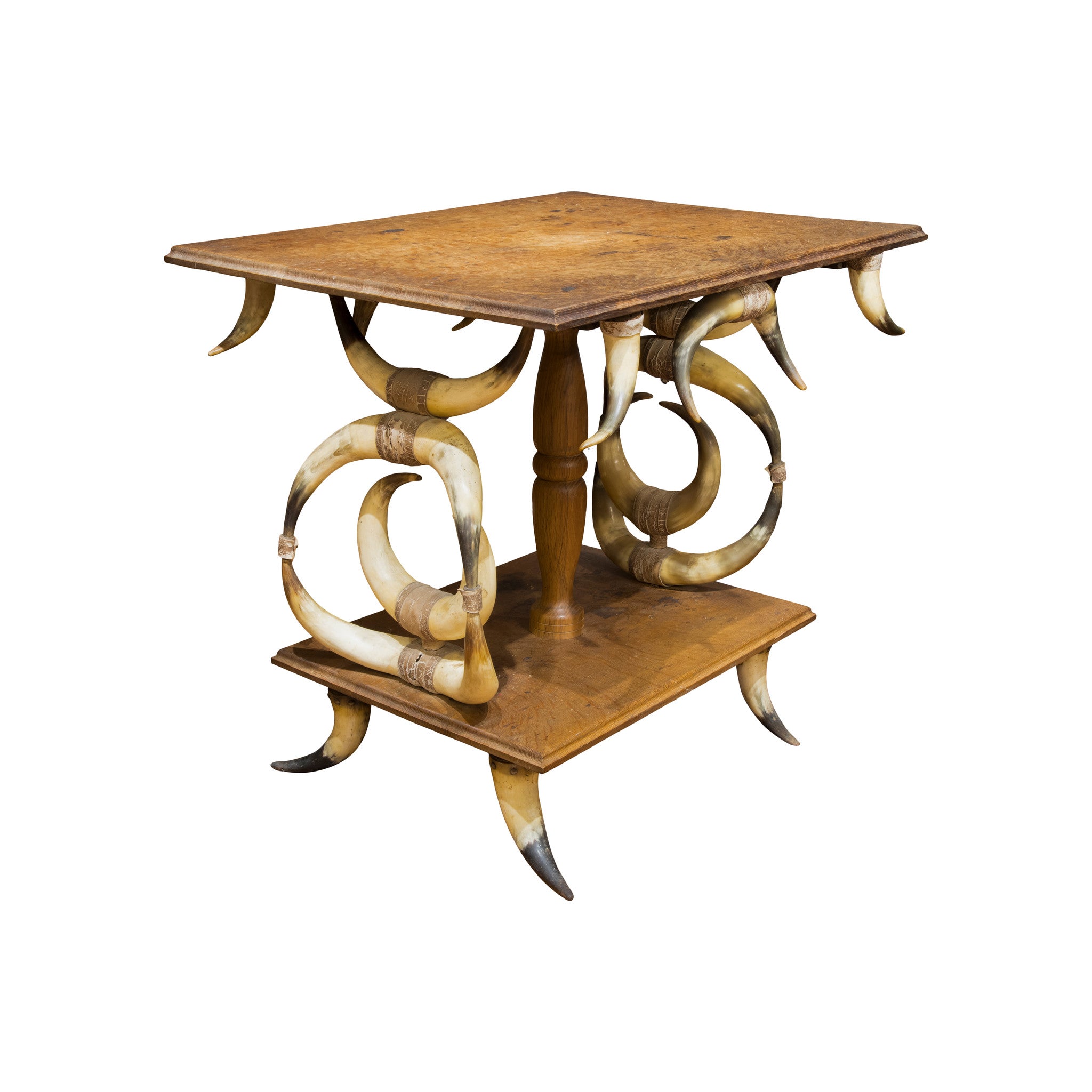 Vintage Oak and Horn Table