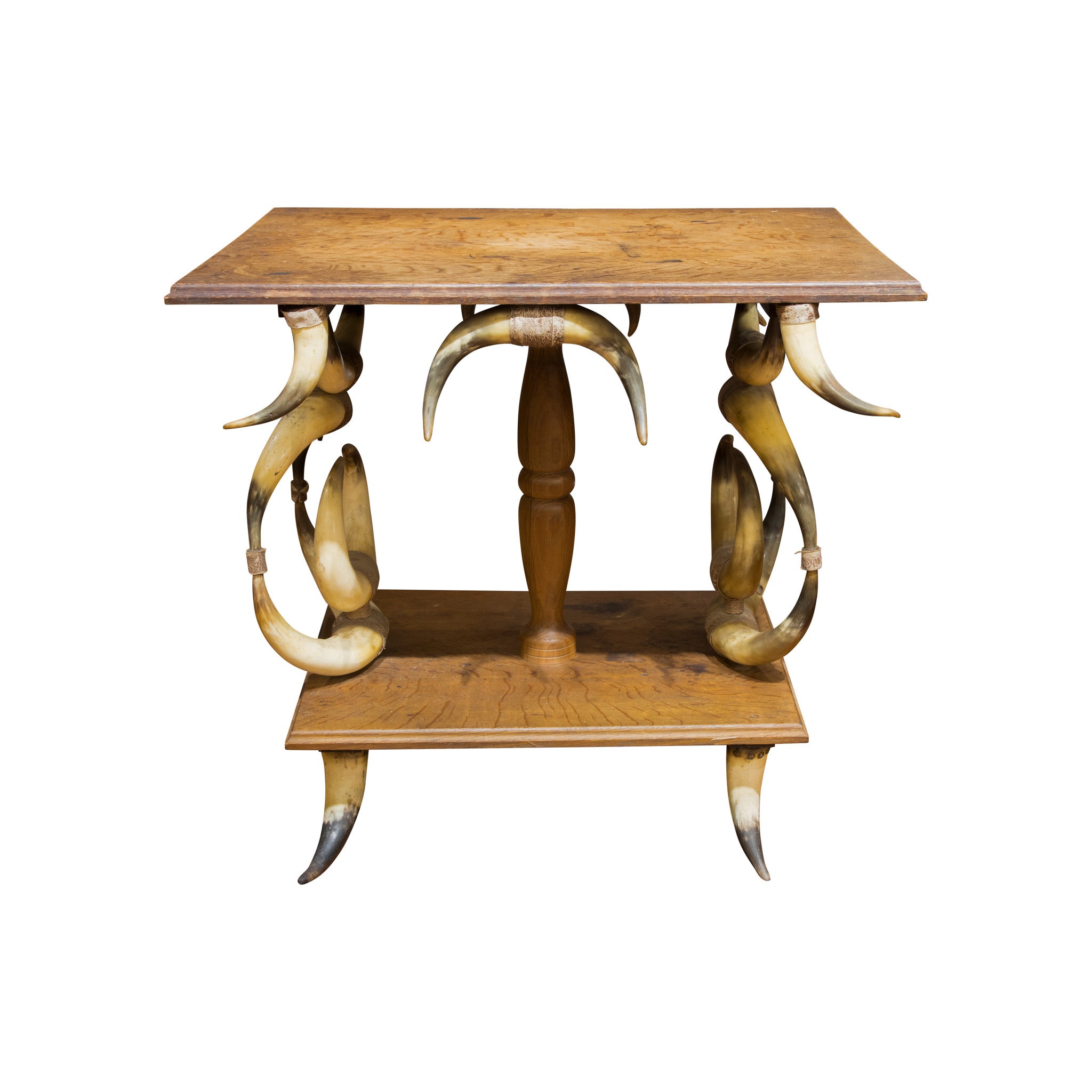 Vintage Oak and Horn Table