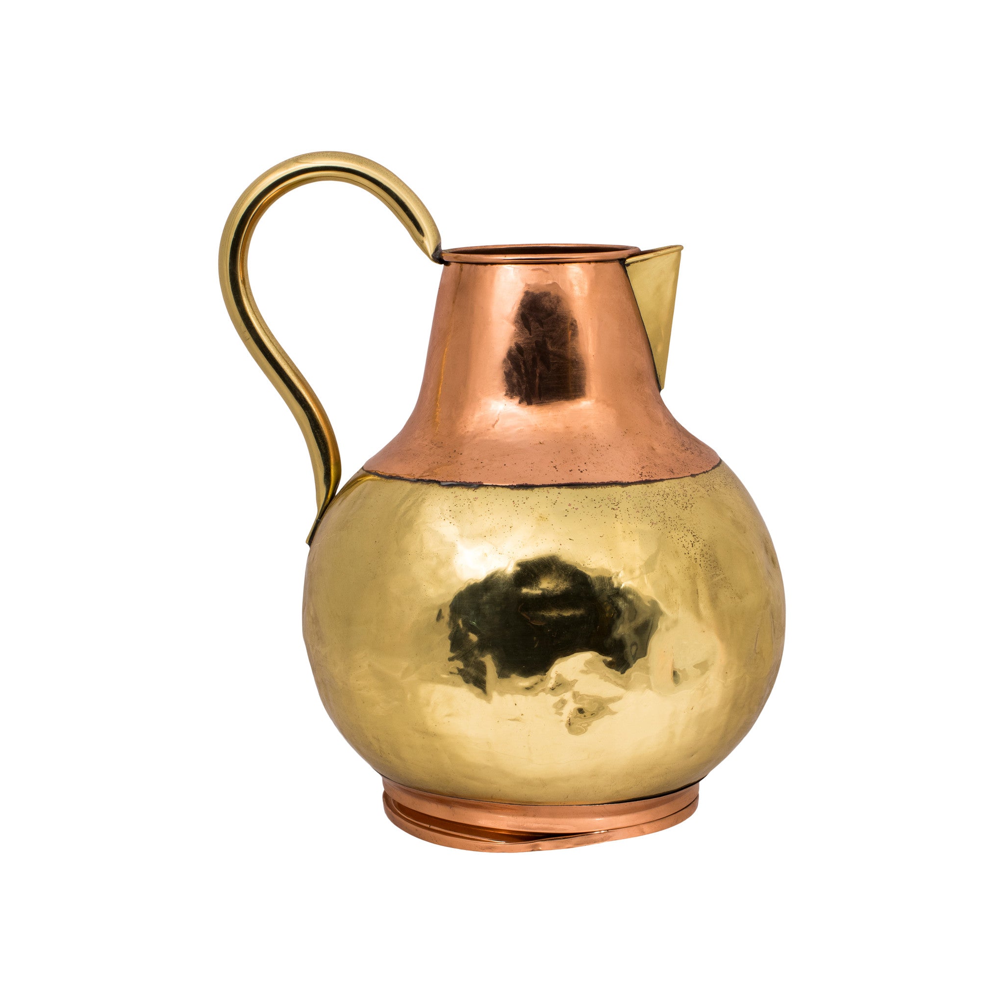 Brass and Copper Pitcher and Kettles