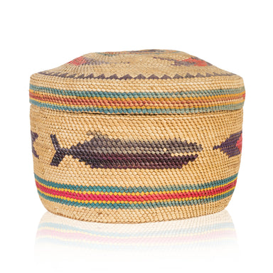 Makah Trinket Basket, Native, Basketry, Vertical