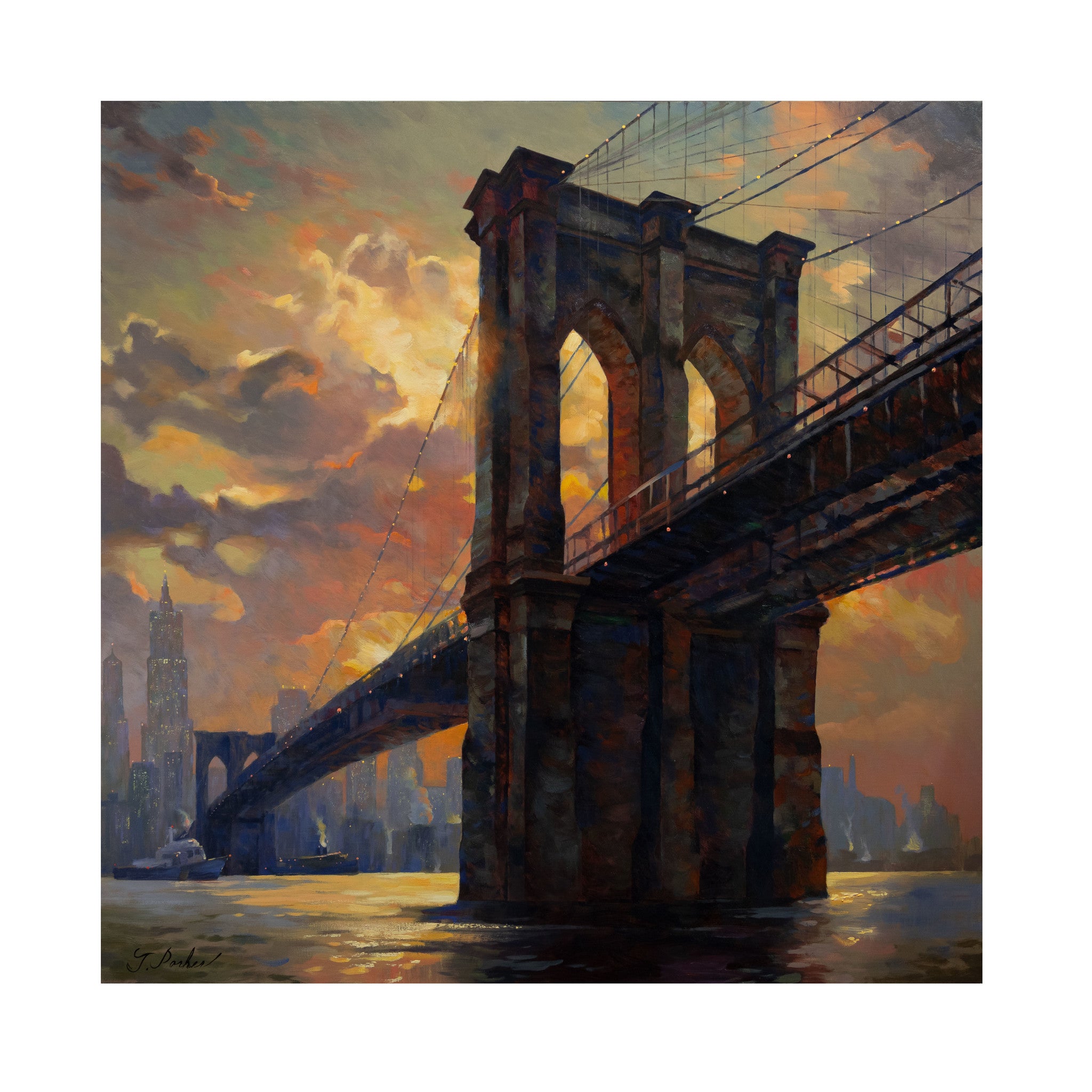 Brooklyn Bridge by Greg Parker, Fine Art, Painting, Landscape