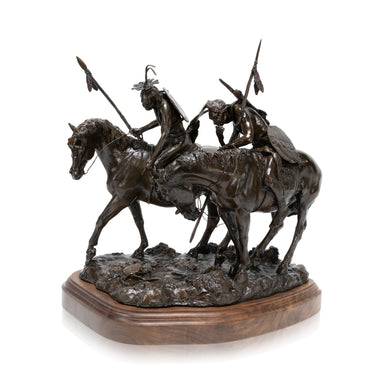 "Native American Warrior Scouts on the Scent" Bronze by Robert Scriver, Fine Art, Bronze, Limited