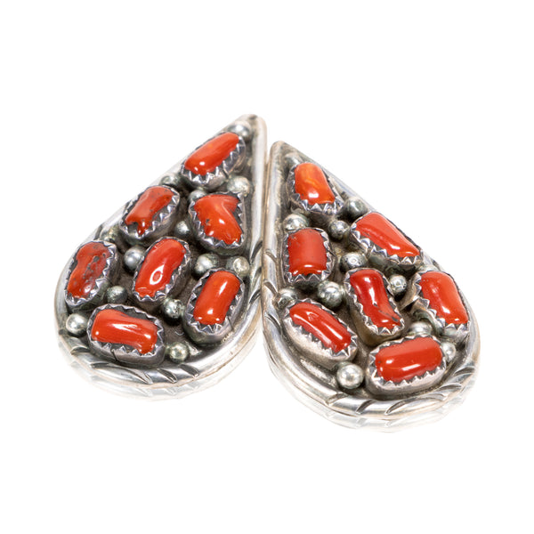 Navajo Coral and Sterling Earrings, Jewelry, Earrings, Native