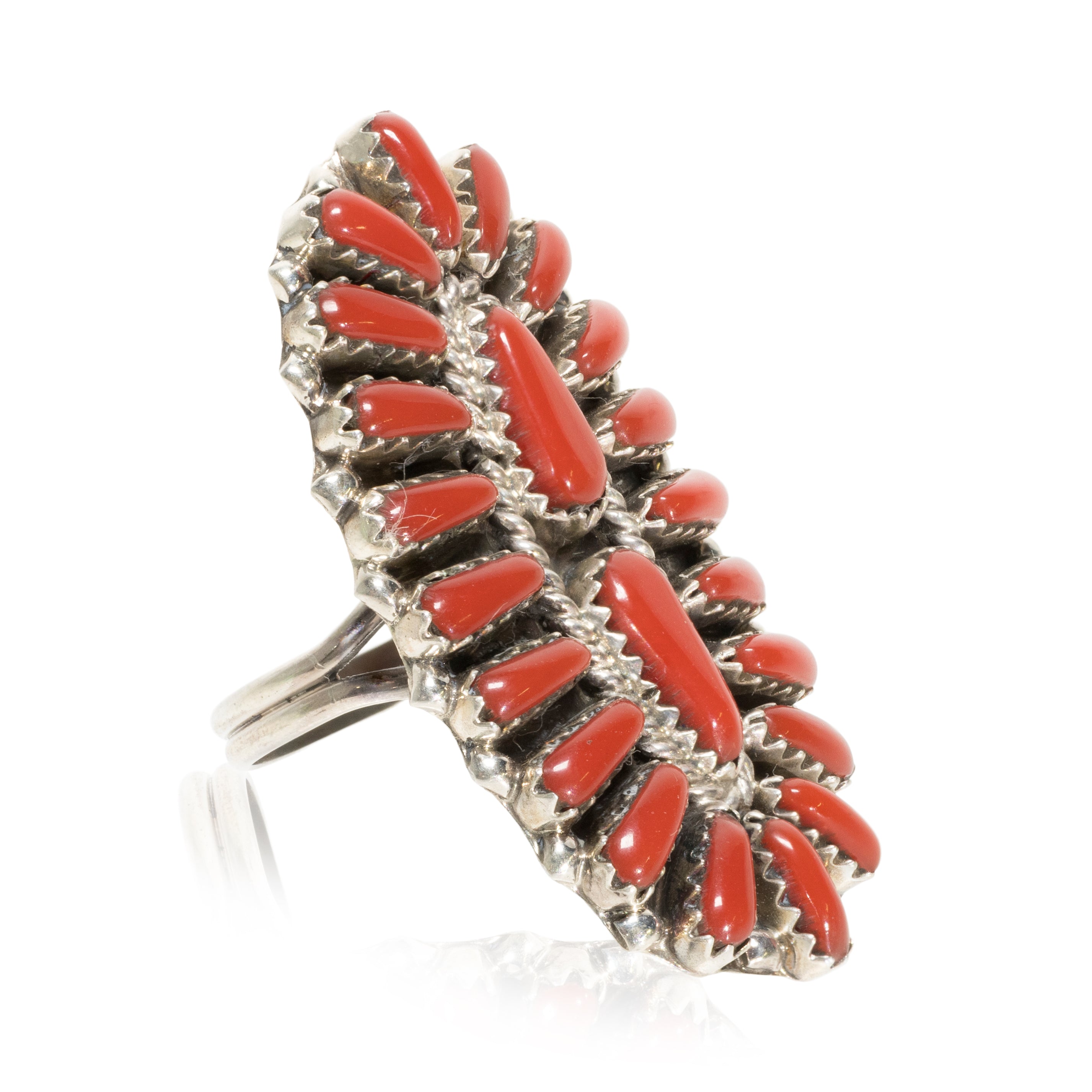 Zuni Coral Petit Point Ring, Jewelry, Ring, Native