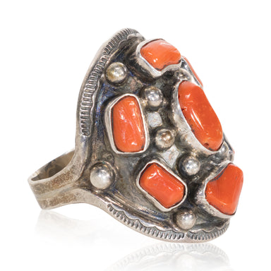 Navajo Coral Cluster Ring, Jewelry, Ring, Native