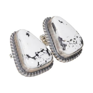 White Buffalo Turquoise Earrings, Jewelry, Earrings, Native
