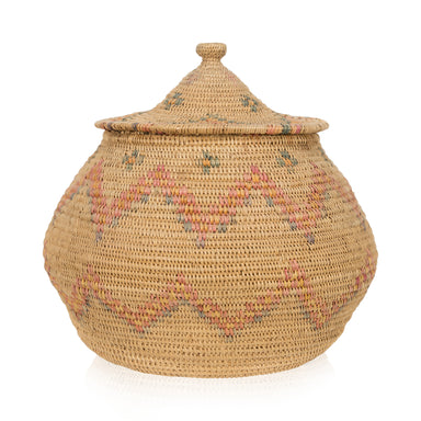 Shoshone/Bannock Lidded Basket, Native, Basketry, Vertical