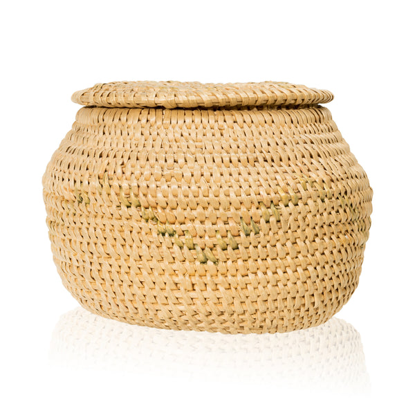 Shoshone//Bannock Lidded Basket, Native, Basketry, Vertical