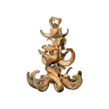 Big Horn Ram Carved Chandelier, Furnishings, Lighting, Ceiling Light