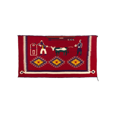 Navajo Germantown Steer Pictorial, Native, Weaving, Blanket