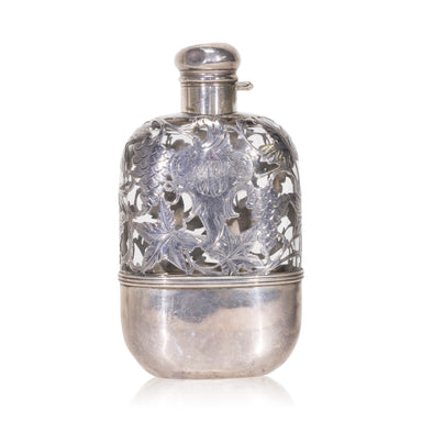 Sterling Covered Glass Flask, Furnishings, Barware, Flask