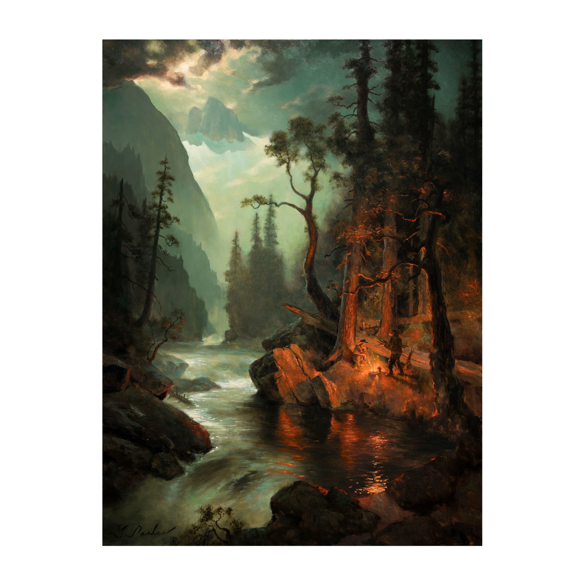 Camp in the Rapids by Greg Parker, Fine Art, Painting, Western