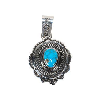 Navajo Morenci Turquoise Pendant, Jewelry, Necklace, Native