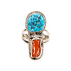 Navajo Turquoise and Coral Ring