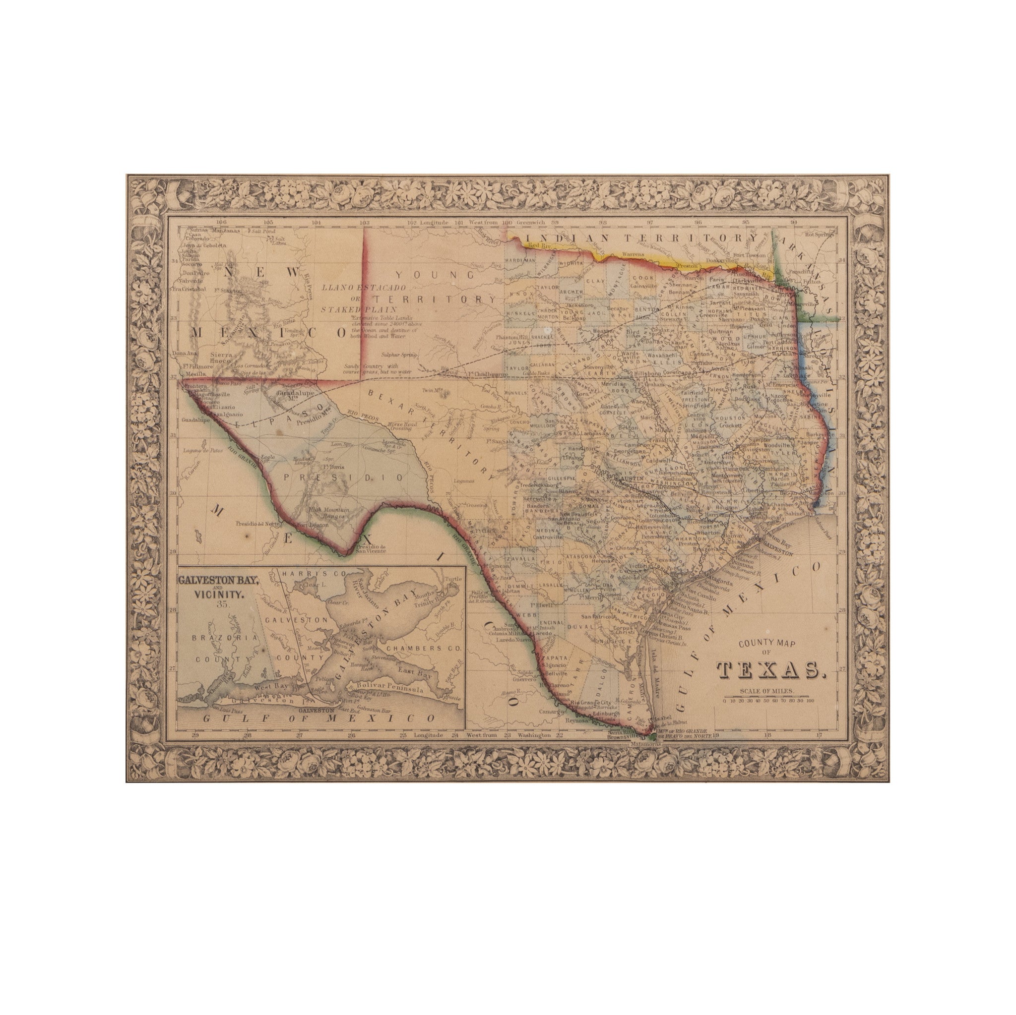 Map of Texas County 1860