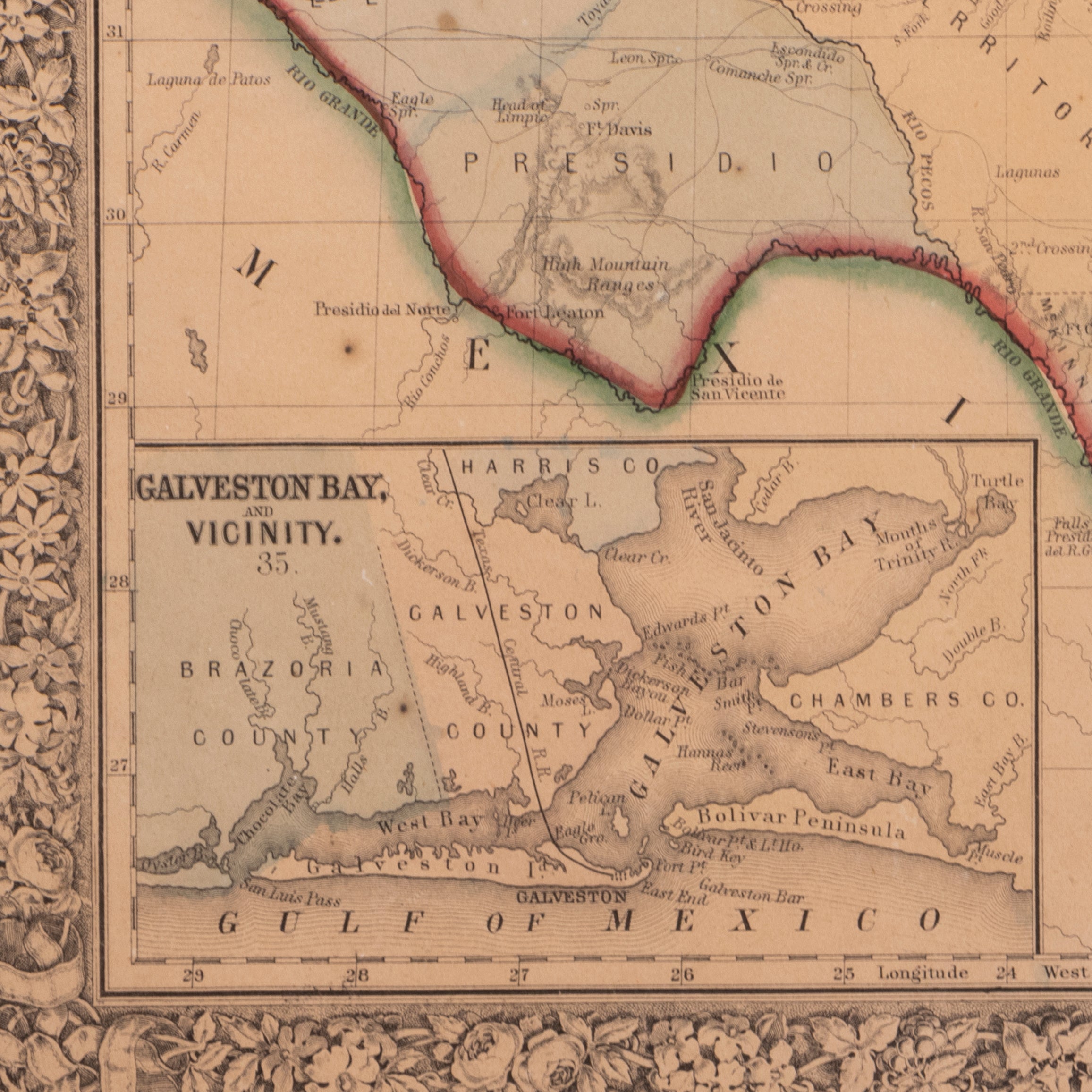 Map of Texas County 1860