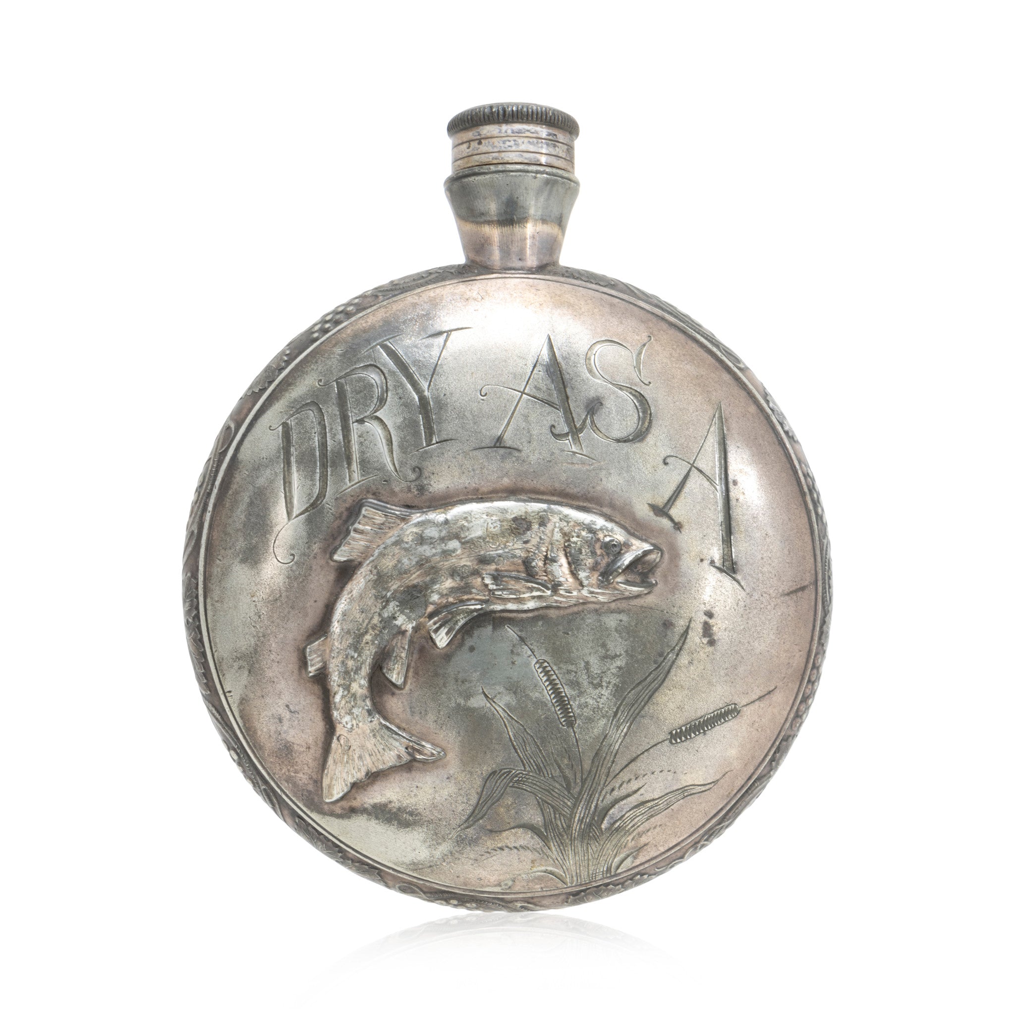 Dry as a Fish Silver Flask