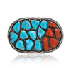Navajo Turquoise and Coral Buckle, Jewelry, Buckle, Native