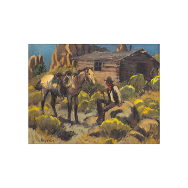 Back at the Cabin by Sheryl Bodily, Fine Art, Painting, Western