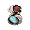 Turquoise and Coral Sterling Ring