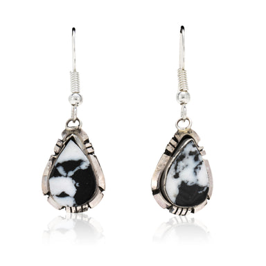 Navajo White Buffalo Turquoise Earrings, Jewelry, Earrings, Native