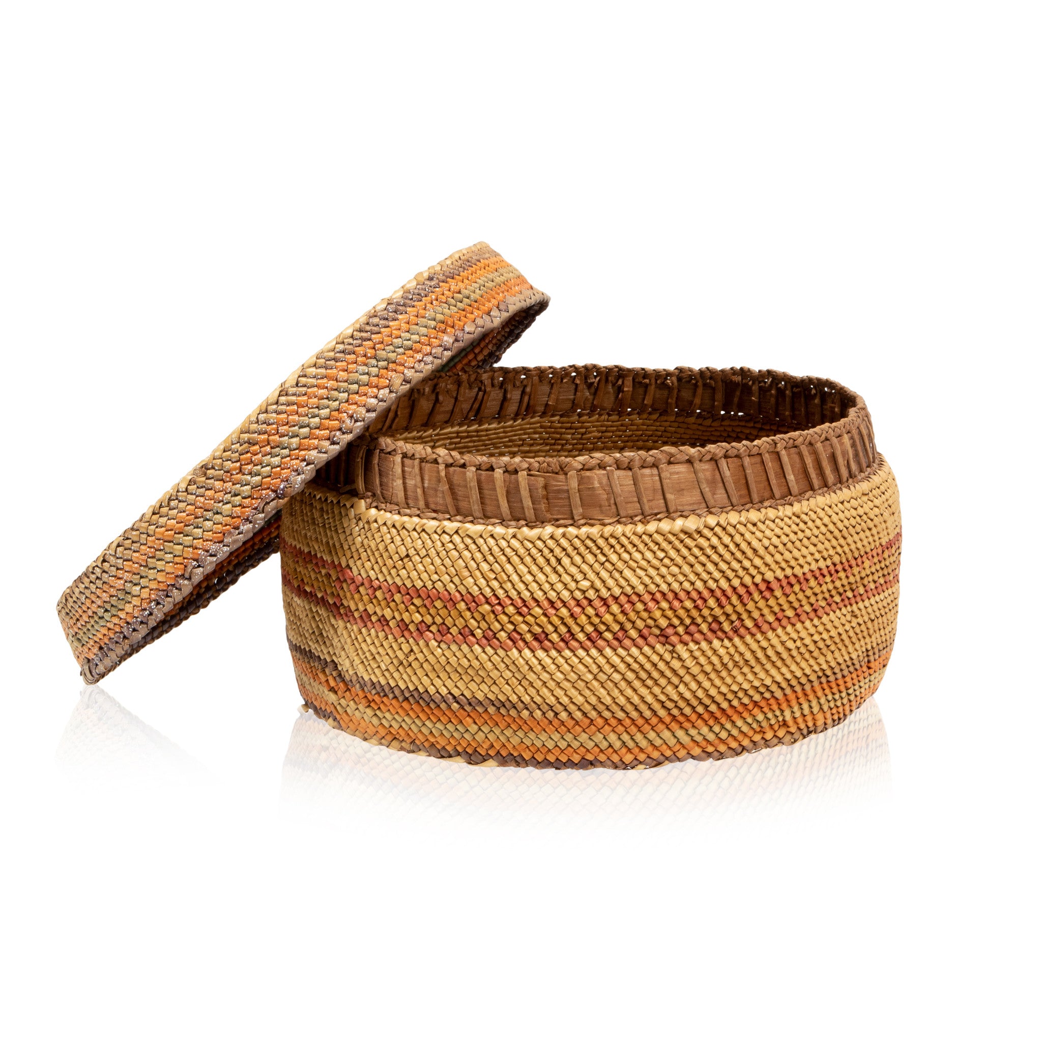 Lidded Makah Basket, Native, Basketry, Vertical