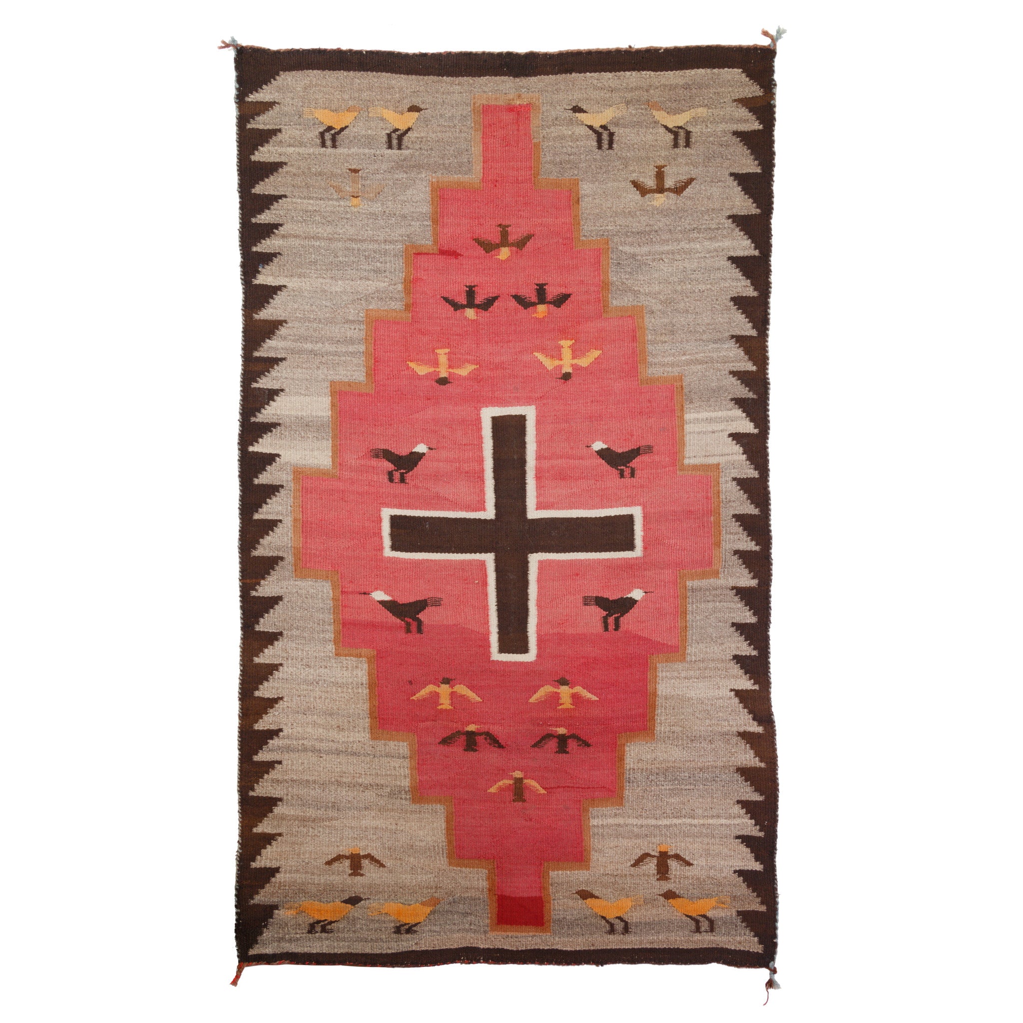 Navajo Pictorial with Cross and Birds, Native, Weaving, Wall Hanging