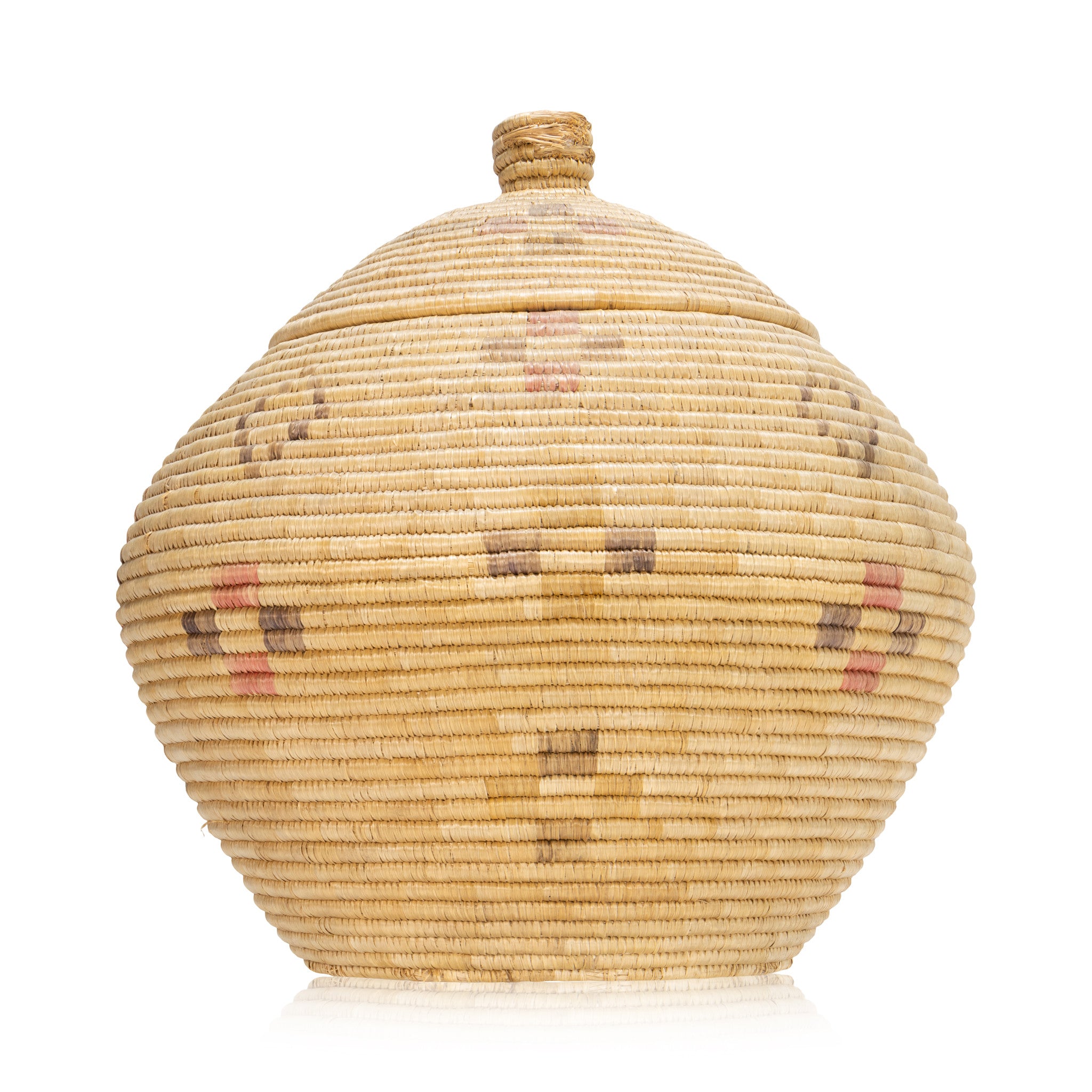 Alaskan Eskimo Lidded Basket, Native, Basketry, Vertical