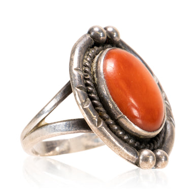 Coral and Sterling Ring, Jewelry, Ring, Native