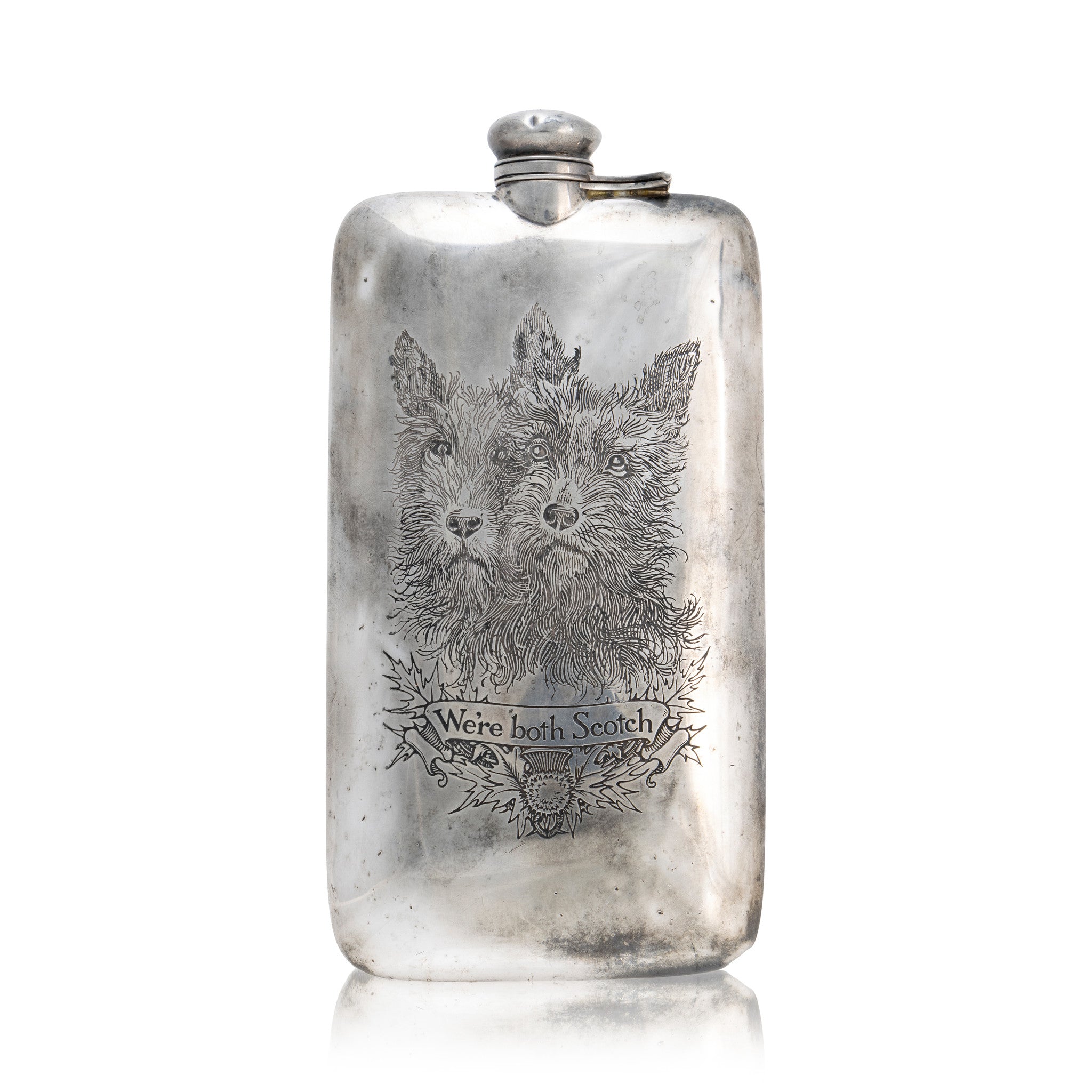 Antique Sterling Silver Flask, Furnishings, Barware, Flask