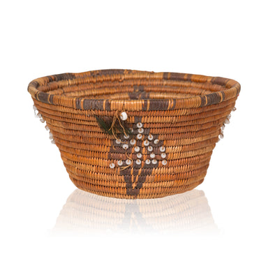 Miniature Treasure Pomo Basket, Native, Basketry, Vertical