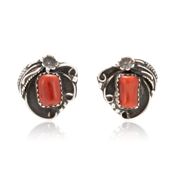 Navajo Coral Earrings, Jewelry, Earrings, Native
