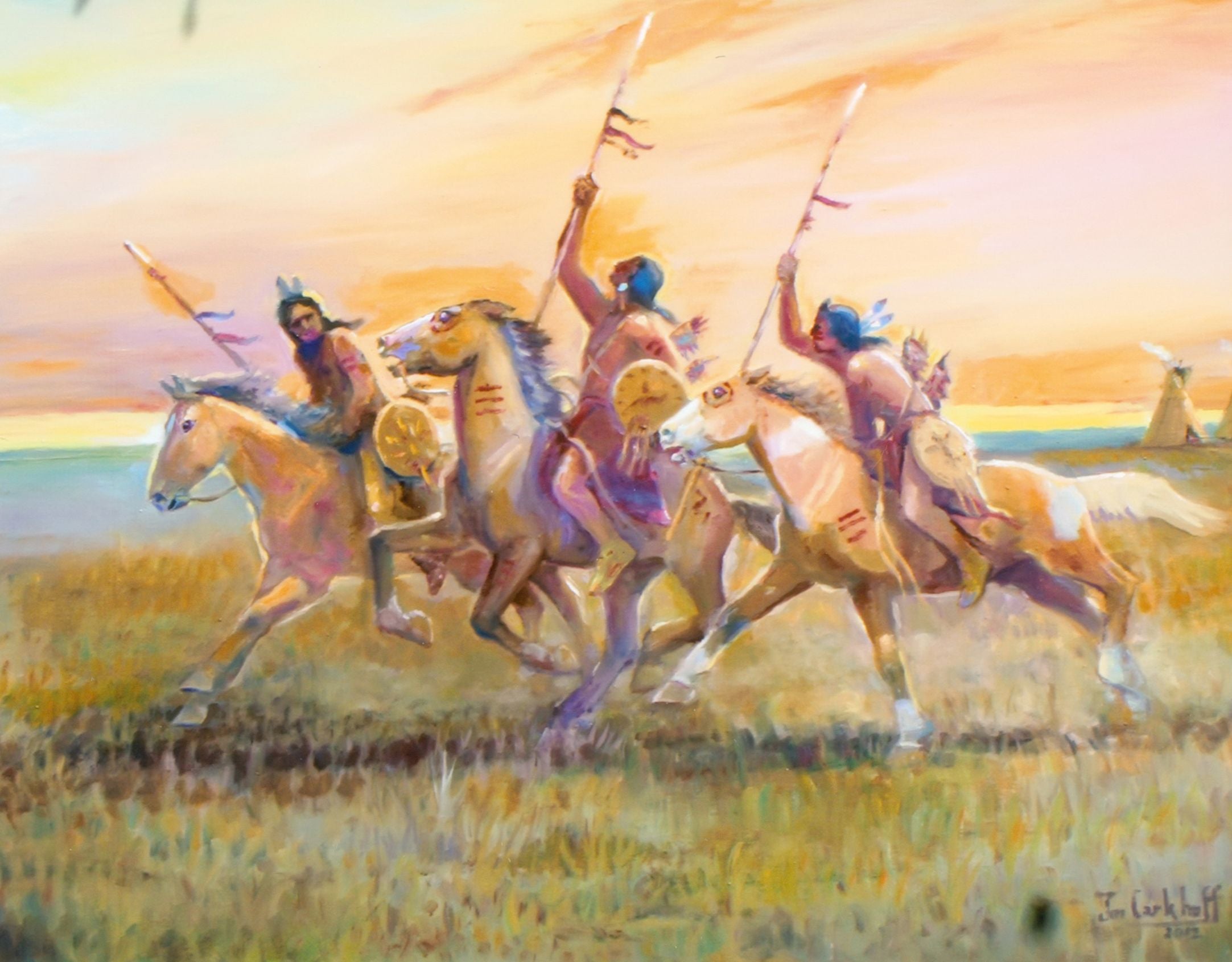The Denizens of the Plains by Jim Carkhuff, Fine Art, Painting, Native American