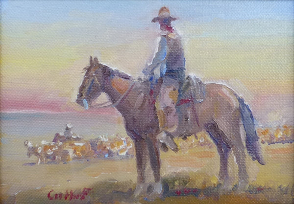Trail Drive by Jim Carkhuff, Fine Art, Painting, Western