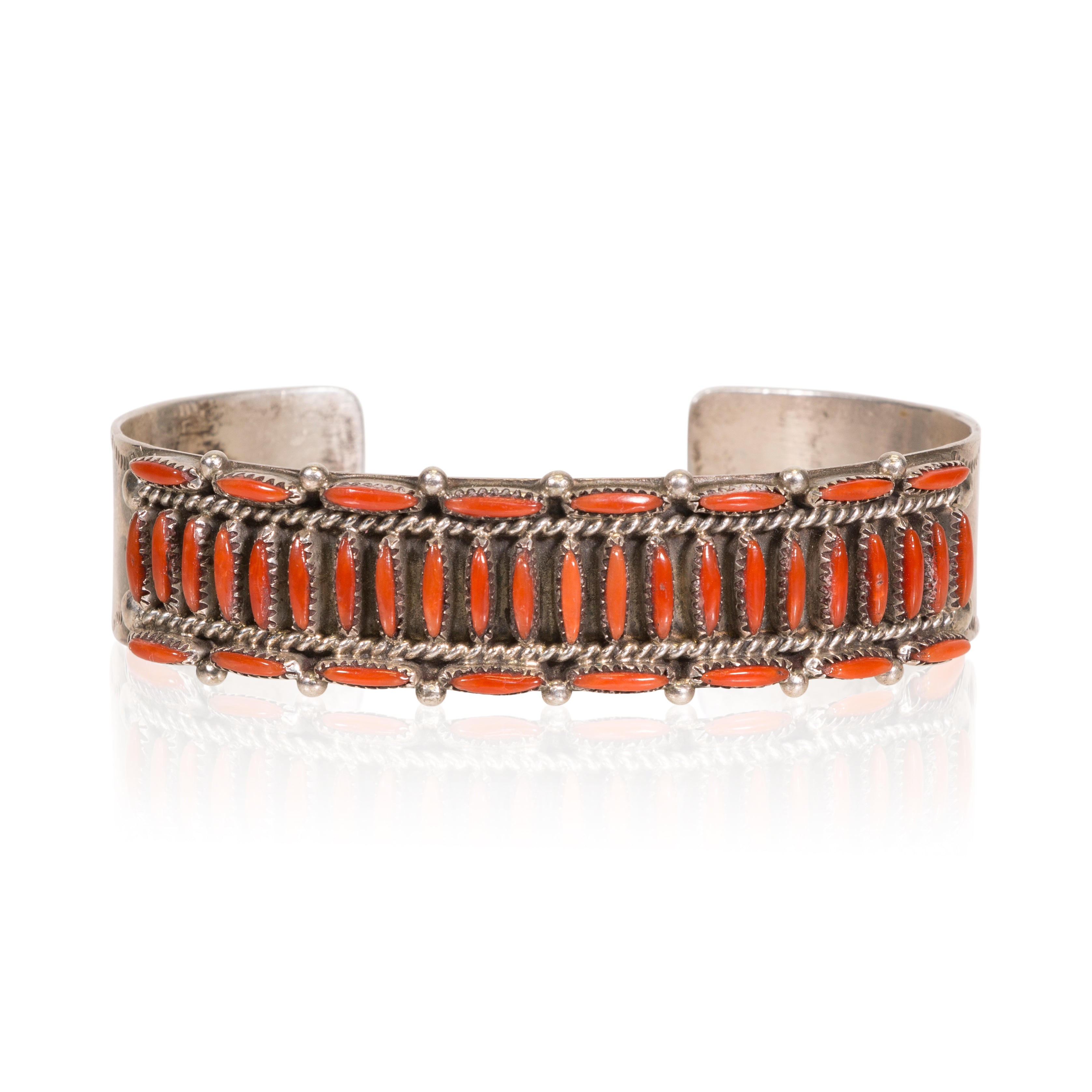 Zuni Coral Needlepoint Bracelet, Jewelry, Bracelet, Native