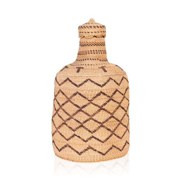 Klamath Basketry Bottle, Native, Basketry, Bottle Basket