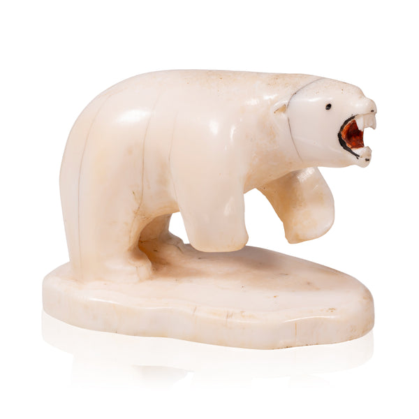 Inuit Carved Miniature Polar Bear, Native, Carving, Ivory