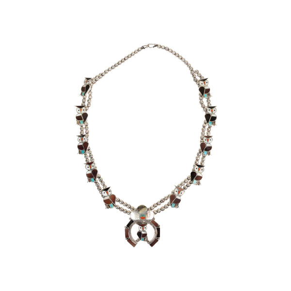 Zuni Owl Squash Blossom Necklace, Jewelry, Squash Blossom, Native