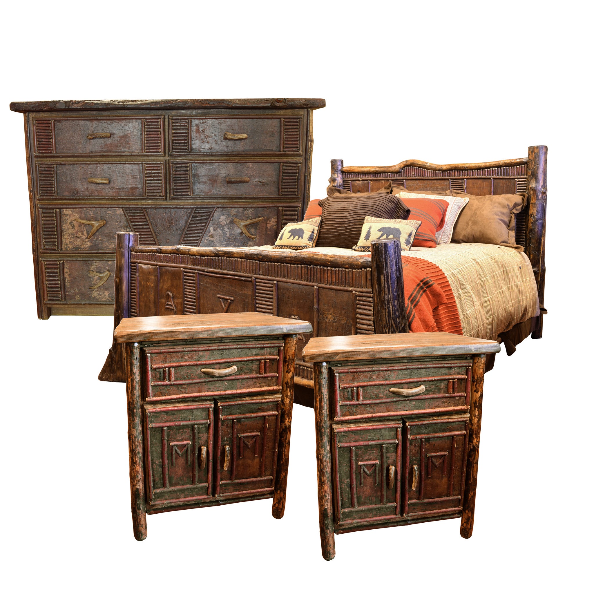 Four Piece California King Size Bedroom Set, Furnishings, Furniture, Bed