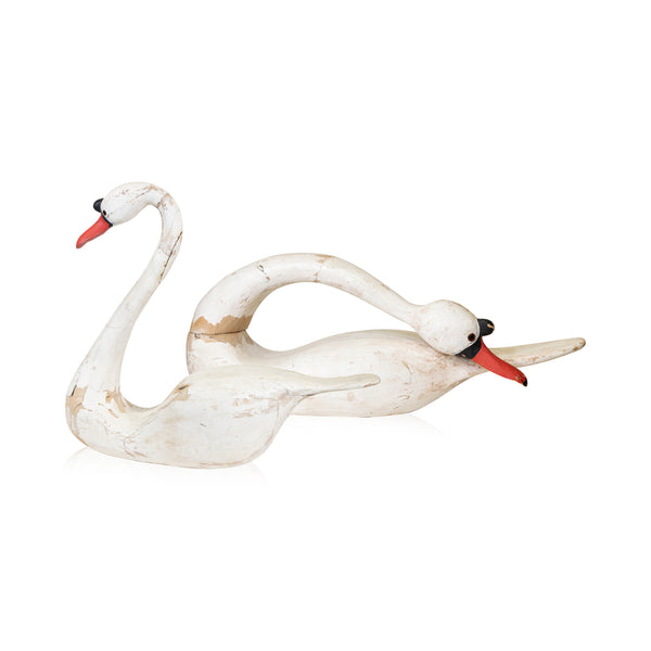 Pair Folk Art Swans, Sporting Goods, Hunting, Waterfowl Decoy