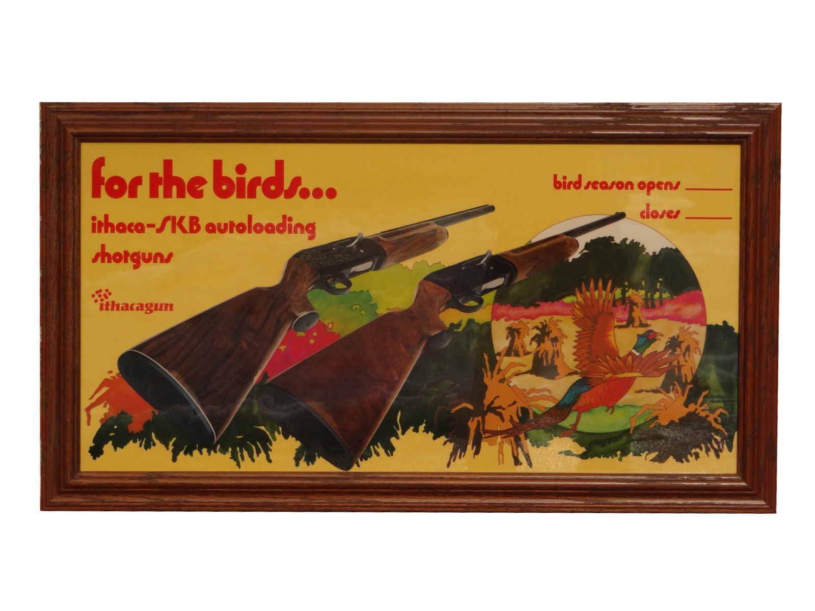 Ithaca Dealer Banner with Pheasants, Sporting Goods, Advertising, Ammunition Poster