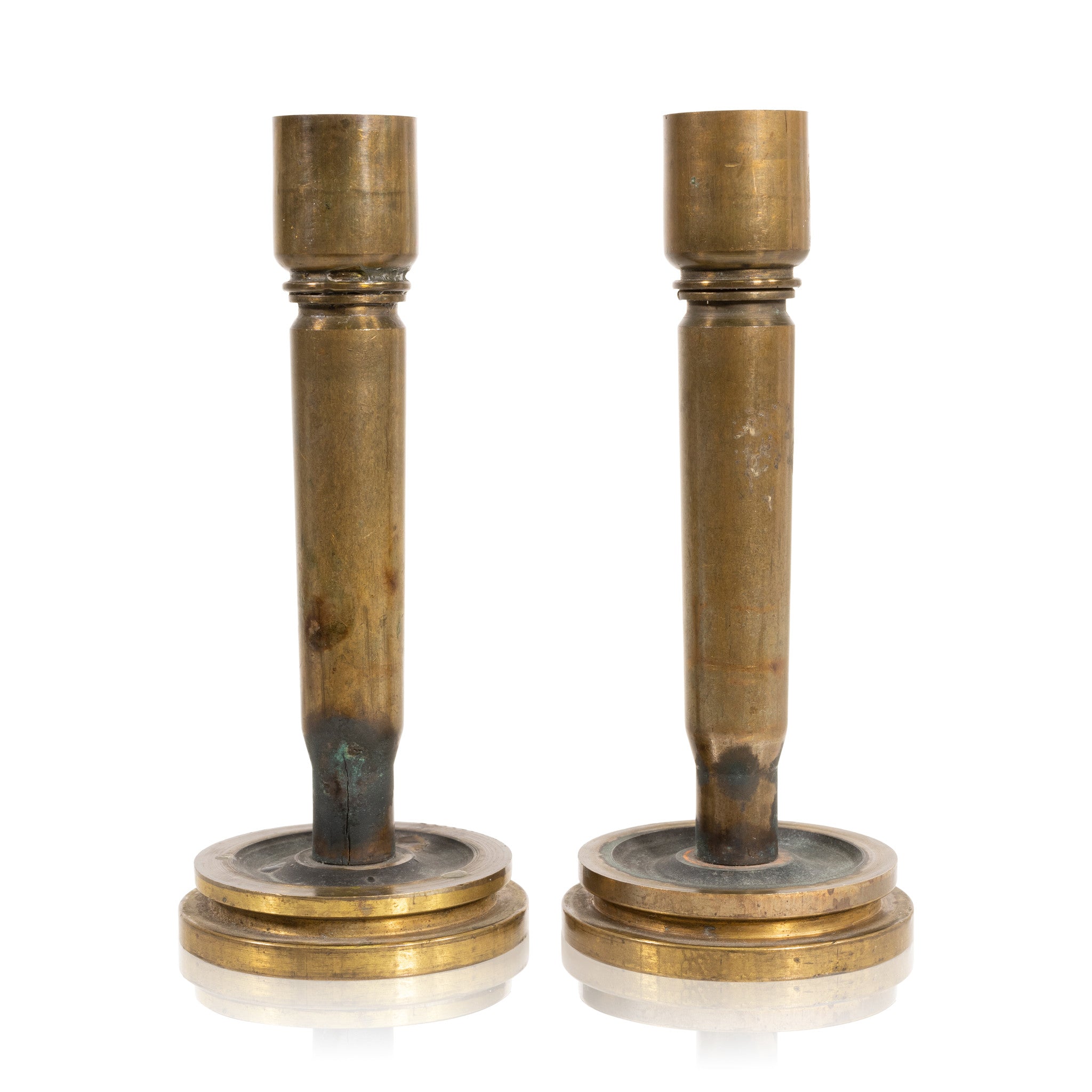 Pair Trench Art Candle Holders, Furnishings, Decor, Trench Art