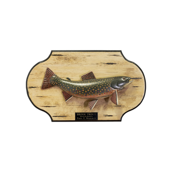 Carved Brook Trout by Paul Mailman, Furnishings, Decor, Carving